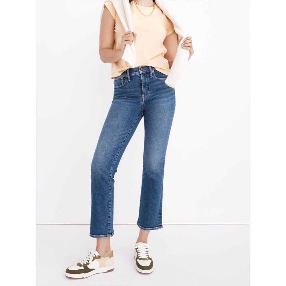 Madewell Cali Demi-Boot Cropped Kick Flare Jeans Blue Size 28